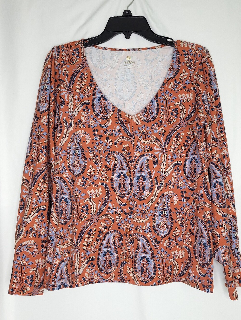 SPARTINA 449 Women's Rochelle Paisley Print Long Sleeve Top MEDIUM